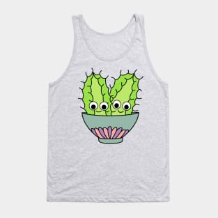 Cute Cactus Design #245: Prickly Pear Cacti In Dainty Bowl Tank Top